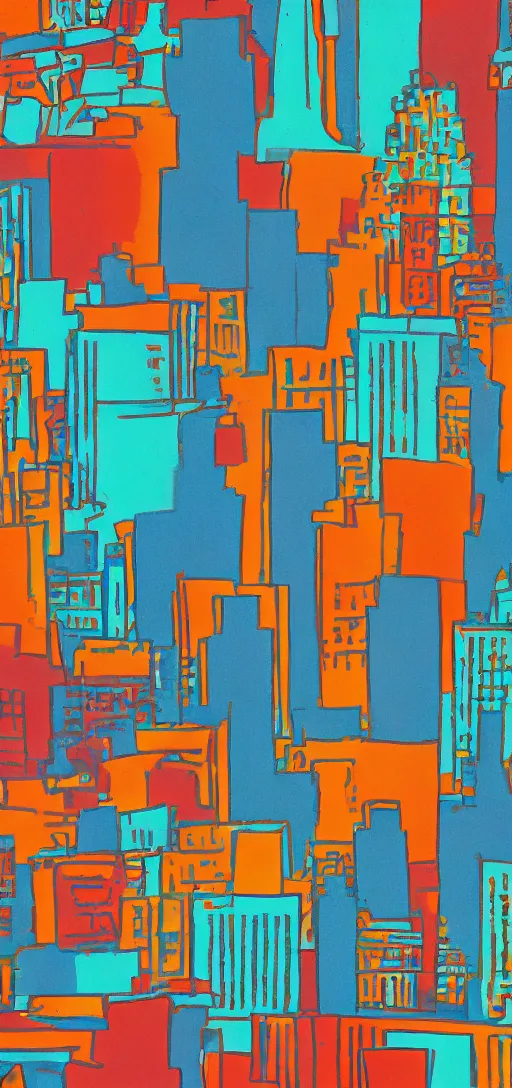 Prompt: 1 9 6 0 s bustling cityscape, vibrant mod colors, wallpaper
