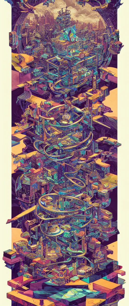 Image similar to egregious twisted turn of fate abstraction, centered award winning ink pen illustration, isometric abstract illustration by dan mumford, edited by craola, technical drawing by beeple and tooth wu, tiny details by artgerm and watercolor girl, symmetrically isometrically centered