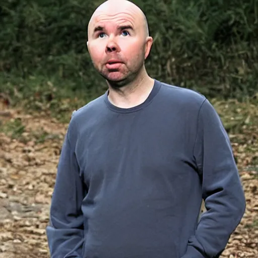 Prompt: Karl Pilkington, very very very very very very very very very very round shiny head