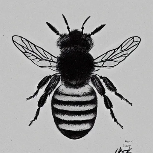 Image similar to bee, black and white, botanical illustration