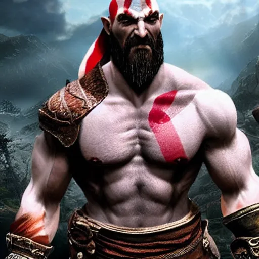 Image similar to kratos from god of war staring intently at a mobile phone