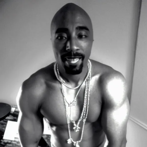 Image similar to “ 2 pac posing in front of his stash of gamer girl bathwater ”