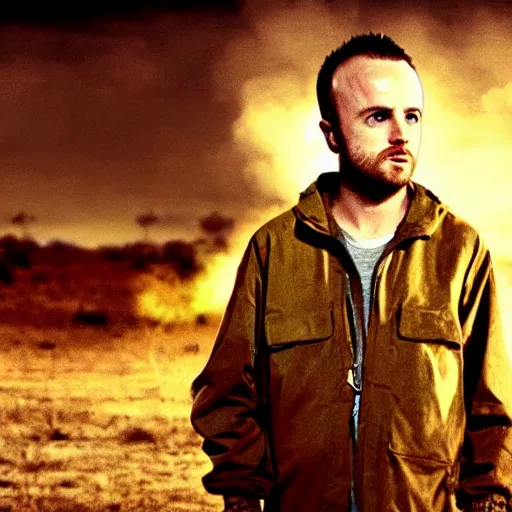 Image similar to jesse pinkman from breaking bad in the vietnam war, 4 k, hyper realistic