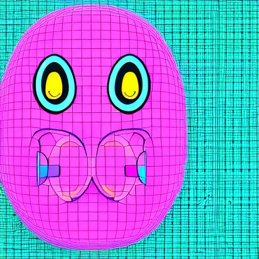 Image similar to portrait of a tamagotchi, japanese video game, 3 d render, risograph