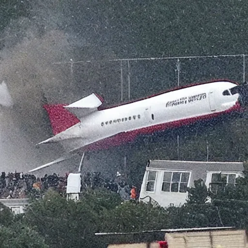 Prompt: people screaming out the windows as the plane crashes