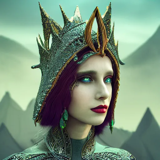 Image similar to queen of elves, 4 k, intricate, jaw dropping, gorgeous, surreal, octane render