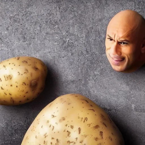 Image similar to a potato as dwayn the rock, alarm clock, the rock is a potato alarm clock