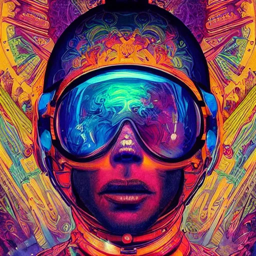 Prompt: An extremely psychedelic experience, colorful, surreal, dramatic lighting, cosmonaut, LSD, face, detailed, intricate, elegant, highly detailed, digital painting, artstation, concept art, smooth, sharp focus, illustration, art by Sam Spratt, Dan Mumford, Artem Demura and Alphonse Mucha