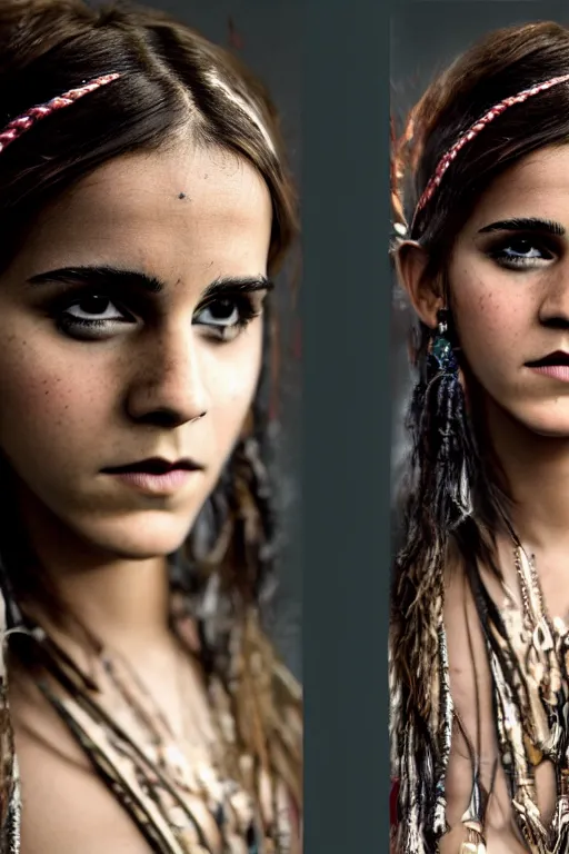 Image similar to Photo of Native Indian woman Emma Watson, portrait, skilled exotic dancer, realistic, detailed, Emma Watson, photorealism, Sony A7R