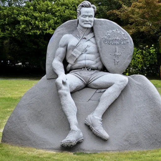 Prompt: giant conan o'brien monument, stone