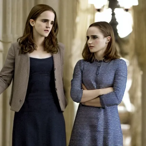 Image similar to Film still of Emma Watson and Natalie Portman in the movie The Social Network.