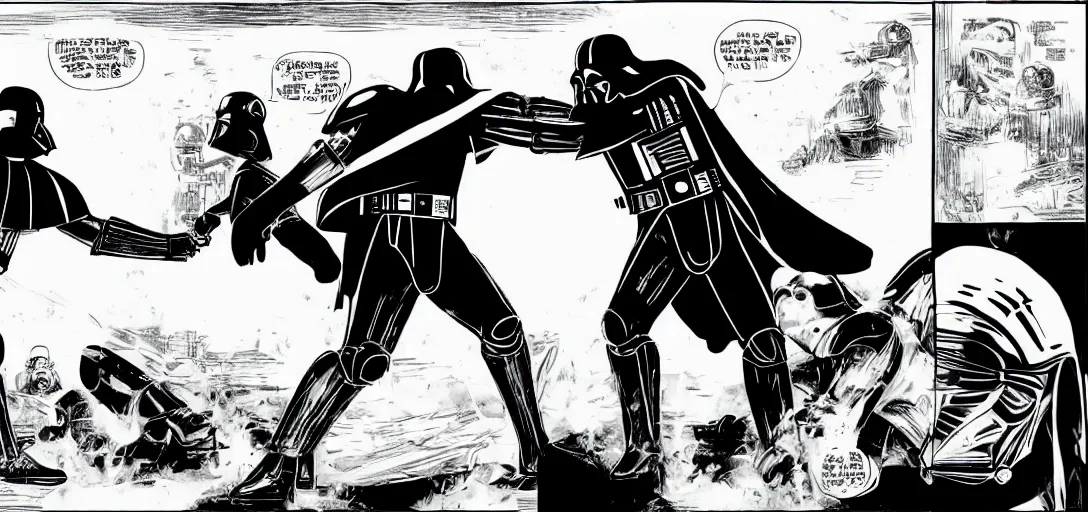 Image similar to Fight between Darth Vader and Master Chief