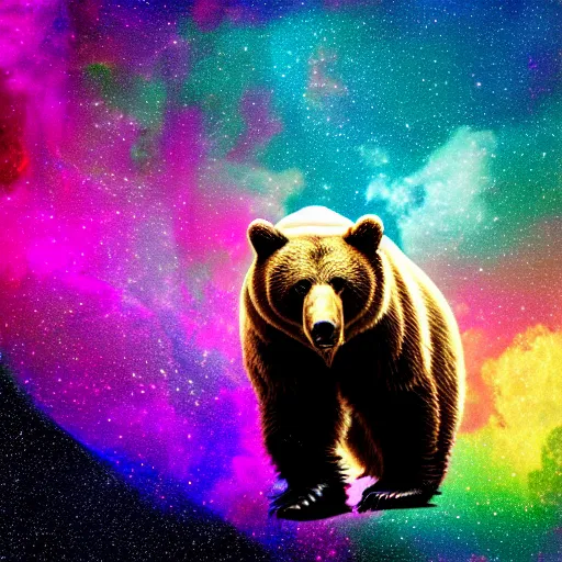 Prompt: Bear floating in space, award winning digital art, 4k