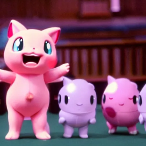 Image similar to film still of jigglypuff singing in a worship choir at a baptist church from the movie pokemon