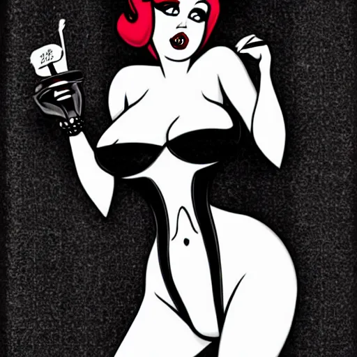 Image similar to gothic jessica rabbit in the style of a vintage pin-up