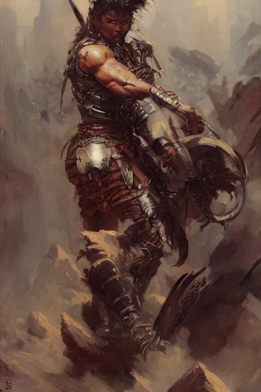 Image similar to warrior, attractive male, character design, painting by gaston bussiere, greg rutkowski, katsuya terada, frank frazetta, tom of finland, trending on artstation