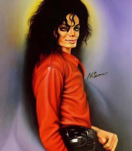 Image similar to portrait of michael jackson by boris vallejo, high quality, high detail
