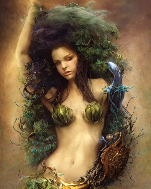 Image similar to dryad, stern like athena, a singer, portrait, magic the gathering art, studio lighting by jessica rossier and brian froud and gaston bussiere