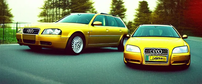 Image similar to Audi A4 B6 Avant (2002), Lemon Demon - Spirit Phone album cover artstyle