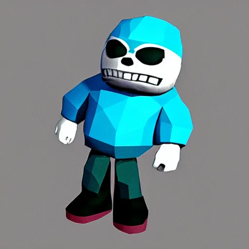 Image similar to Sans from Undertale as a low poly model of Playstation 1