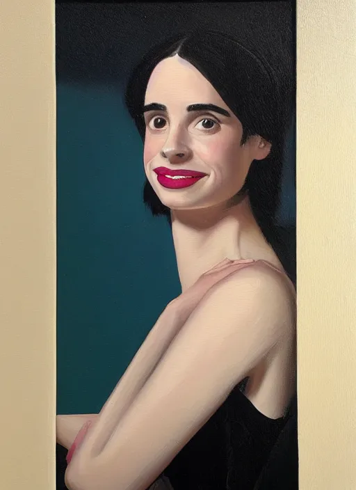 Image similar to oil painting by agnes lawrence pelton, portrait of emma roberts krysten ritter,