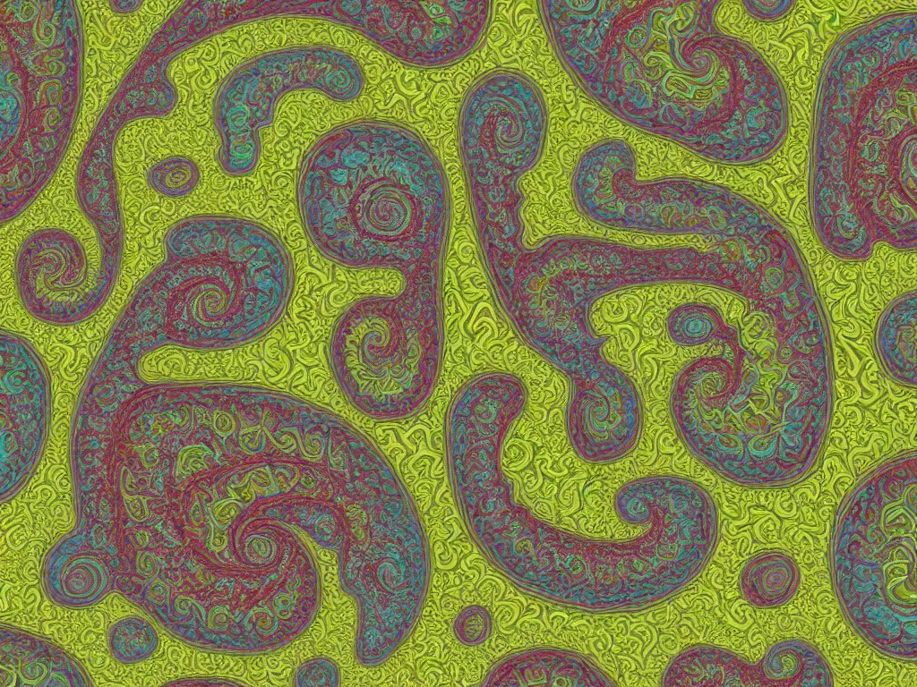 Image similar to 3d multicolor fractal swirling maze paisley lichen patterns