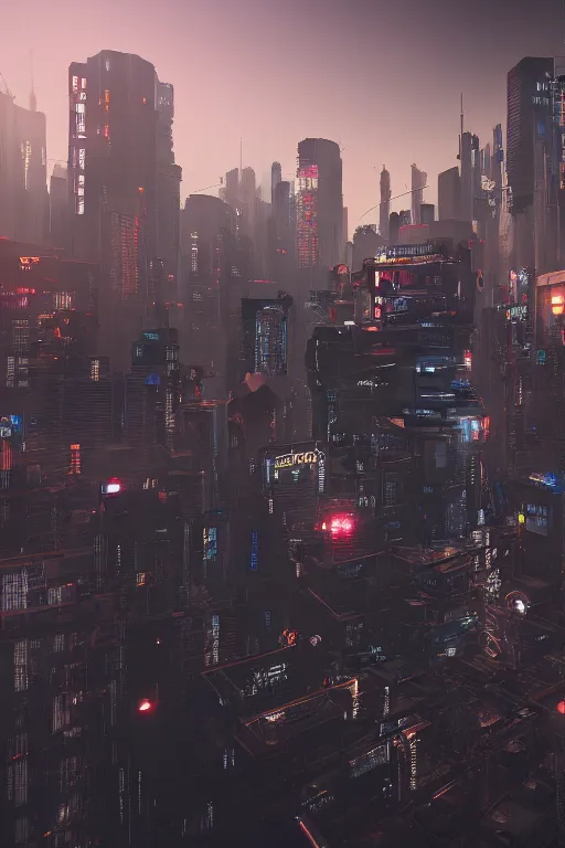 Image similar to cyberpunk cityscape like tokyo nework with tall buildings at dusk golden hour cinematic lighting, epic composition. A golden daylight, hyper-realistic environment. Hyper and intricate detail, photo-realistic. Cinematic and volumetric light. Epic concept art. Octane render and Unreal Engine, trending on artstation