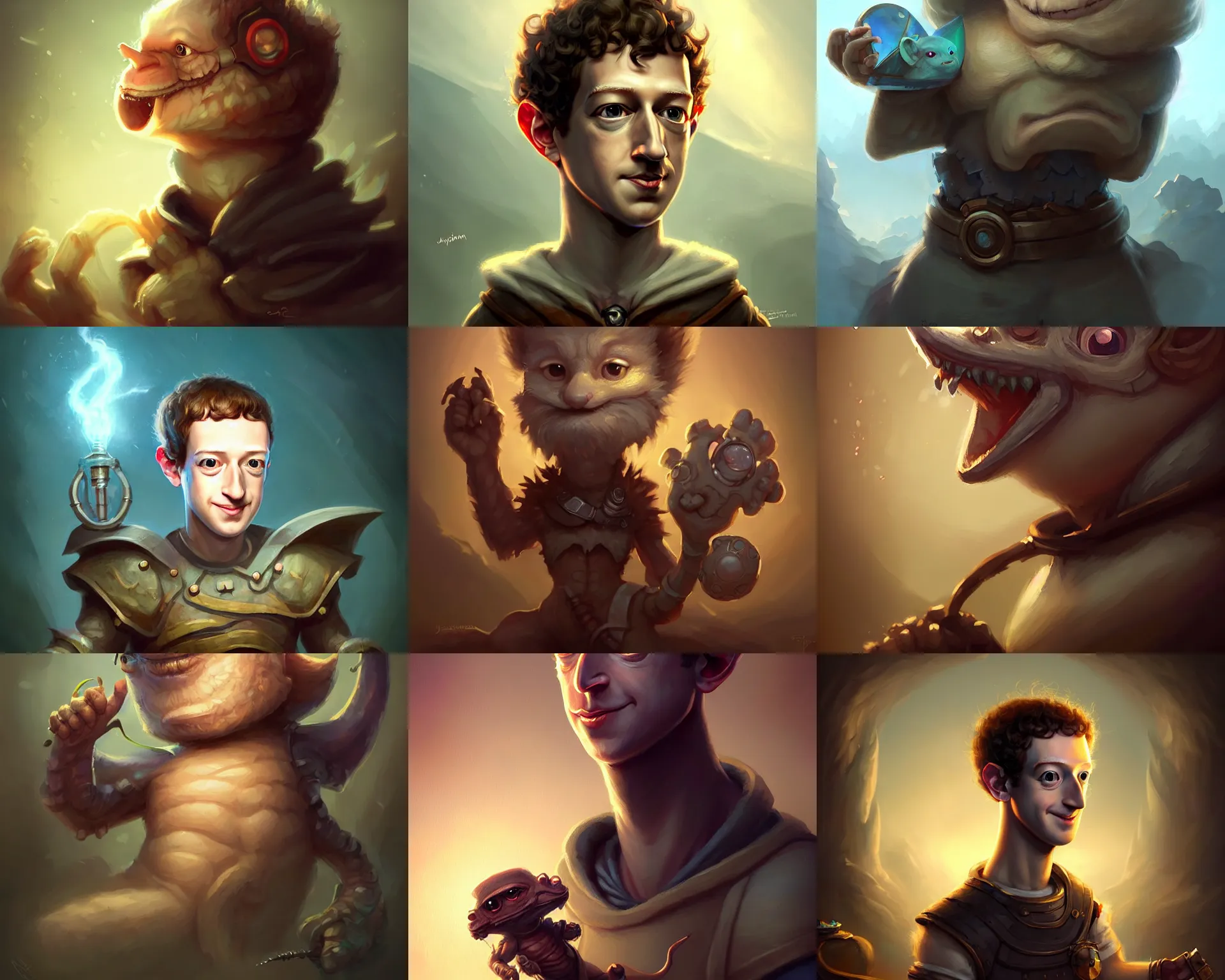 Prompt: cute little anthropomorphic mark zuckerberg cute and adorable, pretty, beautiful, dnd character art portrait, matte fantasy painting, deviantart artstation, by jason felix by steve argyle by tyler jacobson by peter mohrbacher, cinema