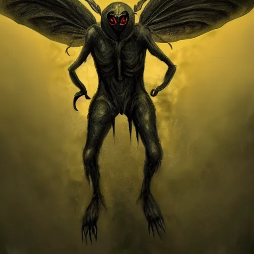 Prompt: a man was eaten by a giant mothman, he could only scream, ultra realistic pictures, detailed, hd, trending on deviantart