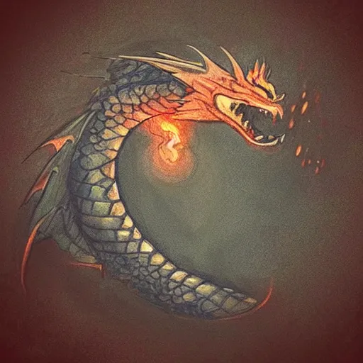 Image similar to “fire breathing dragon, doodle”