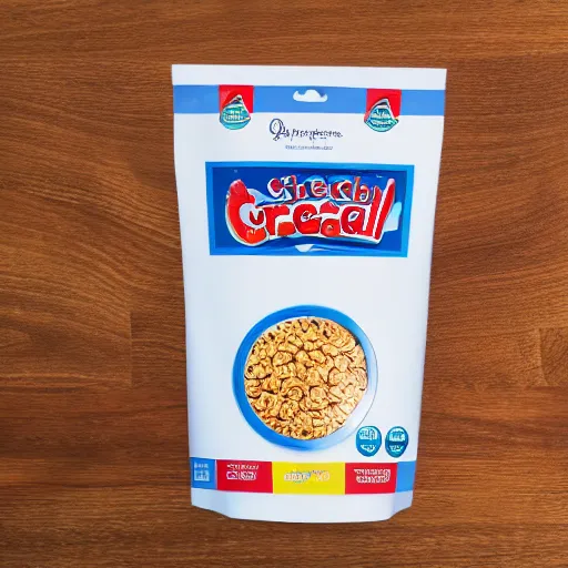 Image similar to a bag of cereal, product photo,