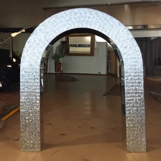 Prompt: a chrome arch, craigslist photo