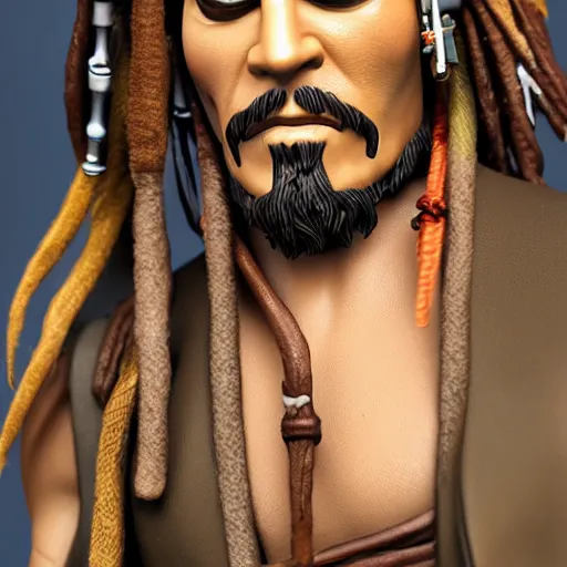 Prompt: jack sparrow action figures, unreal engine, high resolution