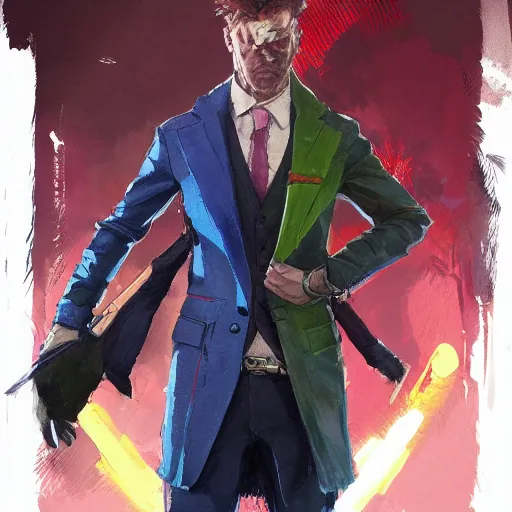 Prompt: vivid colors, character sheet, fine details, front view, greg rutkowski, kim jung gi, human, suit vest, longcoat, androgynous, female