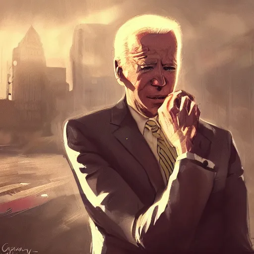 Image similar to joe biden crying, dramatic lighting, cinematic, establishing shot, extremly high detail, photorealistic, cinematic lighting, artstation, style by James Gurney