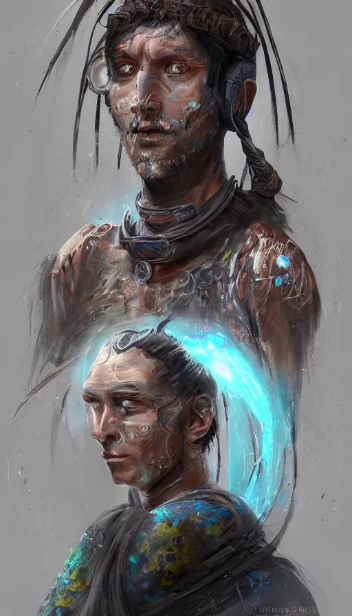 Prompt: portrait of a digital shaman, by artstation