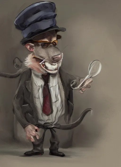 Prompt: portrait of a pet rat dressed as an english professor, standing in a chemistry lab, digital art, artstation