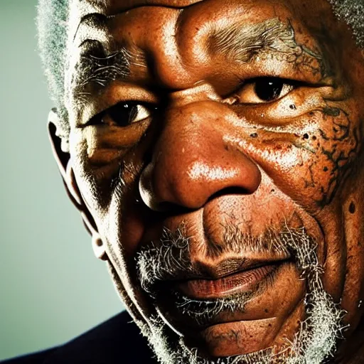 Prompt: a cinematic film still of Morgan Freeman starring as Mike Tyson, portrait, 40mm lens, shallow depth of field, close up, split lighting, cinematic