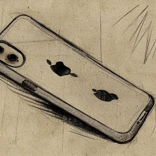 Image similar to sketch of an iphone 1 4 by leonardo da vinci
