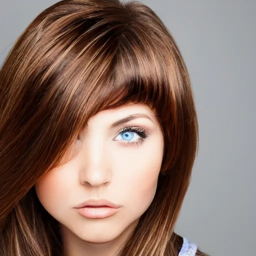 Prompt: a pretty young woman with light brown hair with highlights