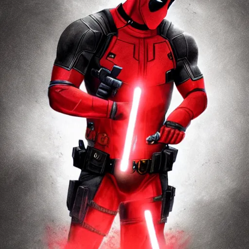 Image similar to deadpool as a sith lord, dynamic lighting, photorealistic fantasy concept art, trending on art station, stunning visuals, creative, cinematic, ultra detailed