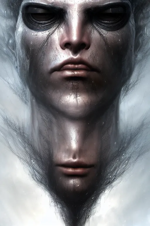 Image similar to cyclops, one - eyed man, beautiful, intricate, ethereal, by luis royo, hyper detailed, weta digital, ray trace, unreal engine, trending on artist, beautifully lit, glow, cinematic, soft light, photorealistic, volumetric, realistic, glossy, 8 k post - production, masterpiece, luxury, smooth