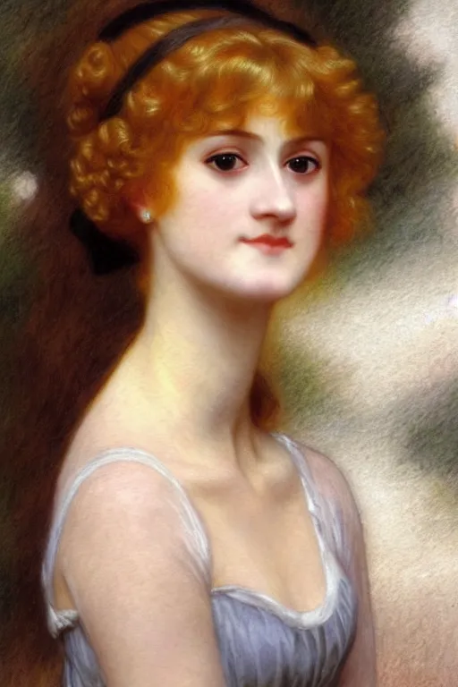 Prompt: jane austen gold hair, painting by rossetti bouguereau, detailed art, artstation