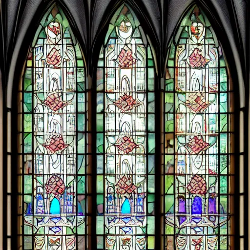 Prompt: beautiful stained glass window, 4 k, enviornment concept art, art deco, gothic architecture, unreal engine