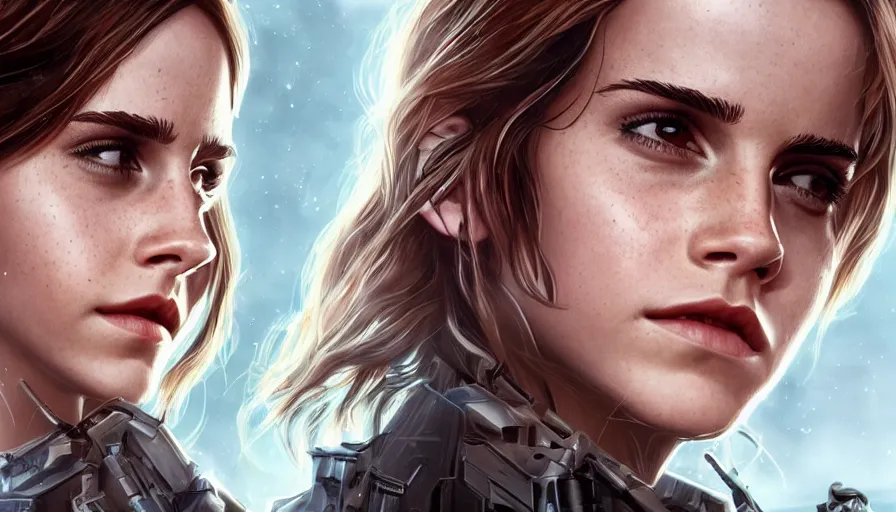 Prompt: Emma Watson is Sarah Connor, hyperdetailed, artstation, cgsociety, 8k