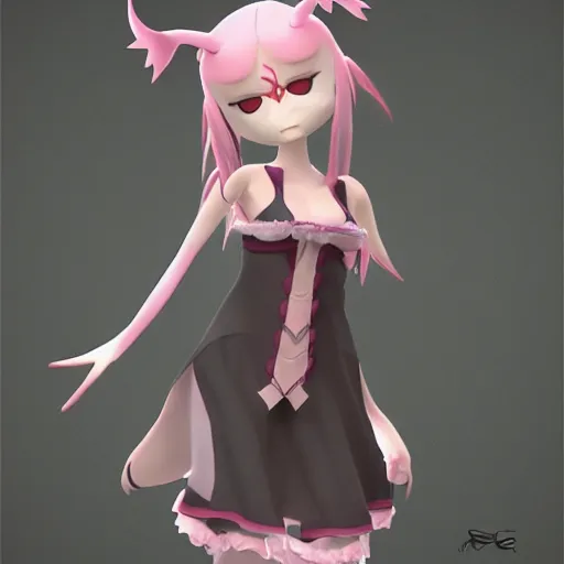 Image similar to cute fumo plush of a floating imp girl, devilish creature, anime girl, vray