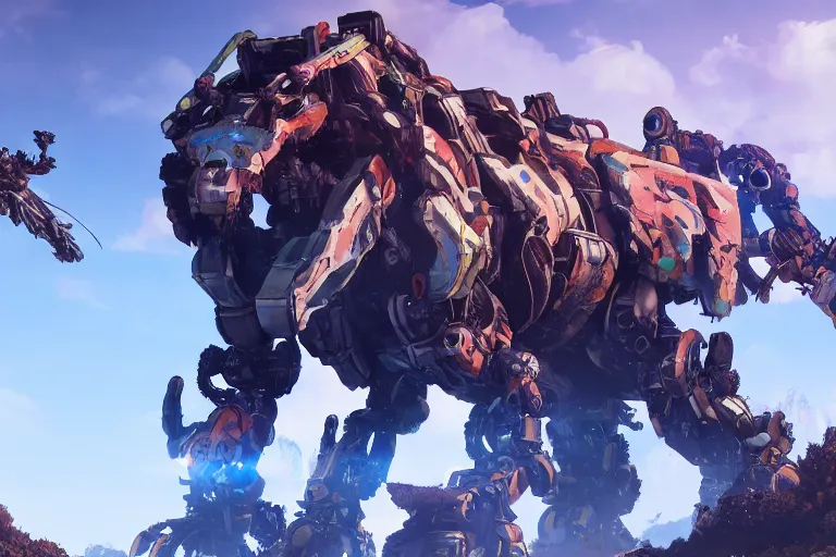 Image similar to burrower machine mecha animal beast robot of horizon forbidden west horizon zero dawn bioluminiscence global illumination ray tracing hdr fanart arstation by sung choi and eric pfeiffer and gabriel garza and casper konefal