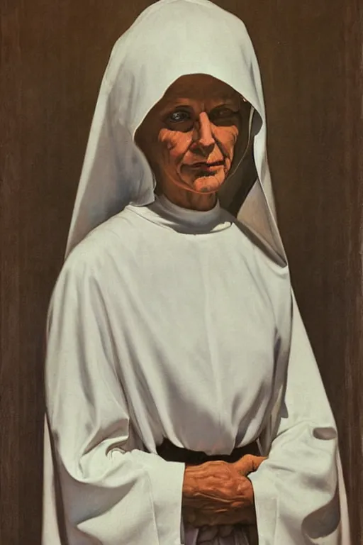 Prompt: portrait, an evil nun, art by jacek malczewski