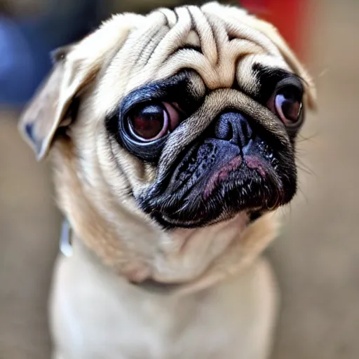 Image similar to pug wearing a wig