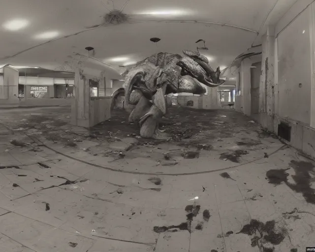Prompt: camera footage of a Zerglings in an abandoned shopping mall, high exposure, dark, monochrome, camera, Unreal engine 5, grainy, CCTV, security camera footage, timestamp, zoomed in, fish-eye lens, Evil, Zerg, Brood, spider, horrifying, lunging at camera :4